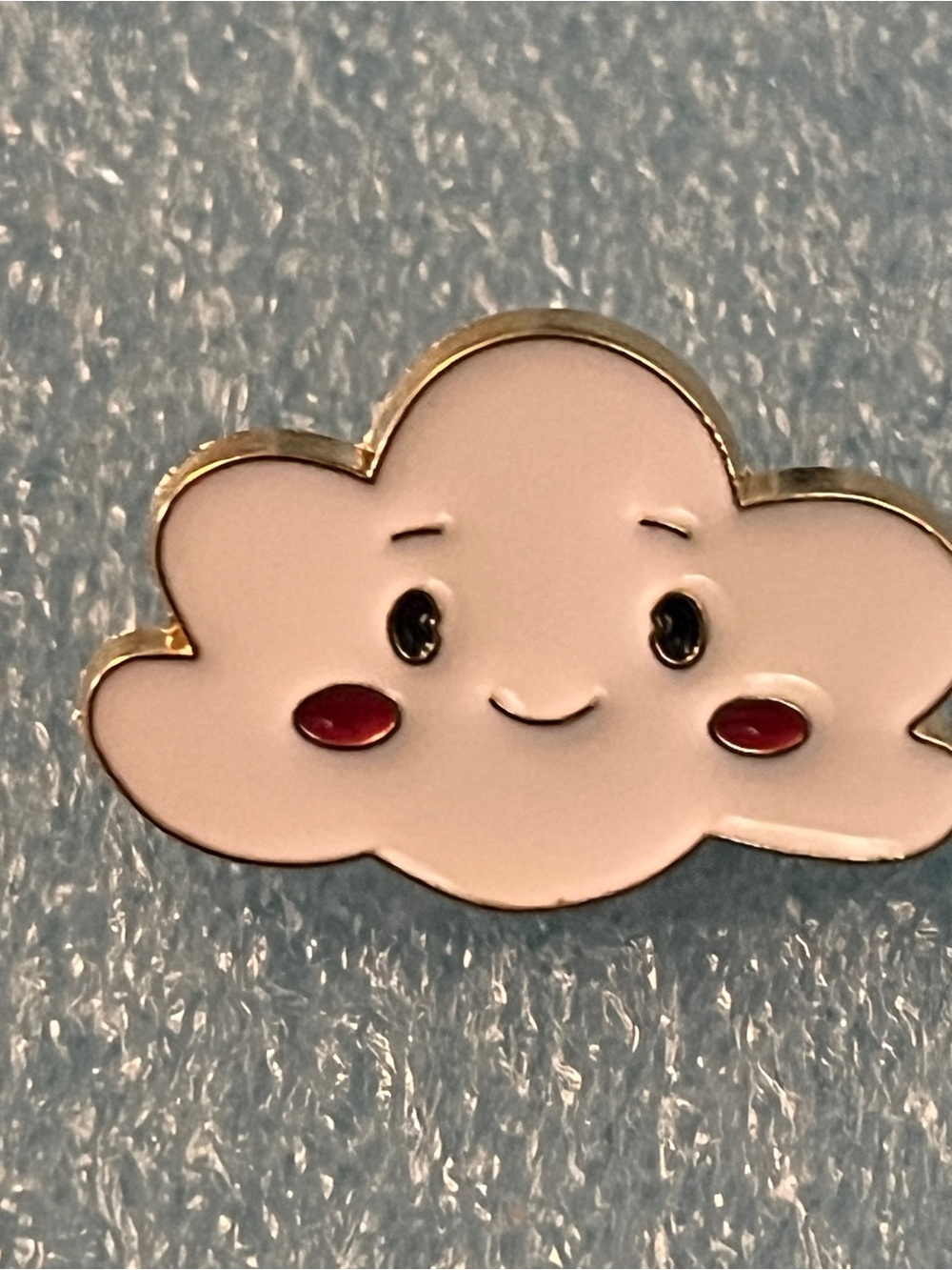 Cute Pink Cloud Enamel Pin with Smiling Face